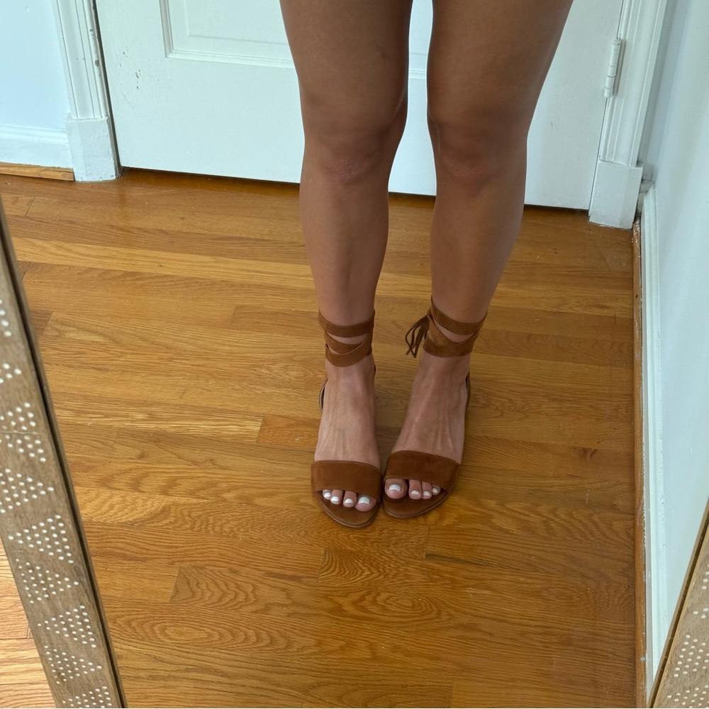 Stuart Weitzman suede wrap up sandals 9.5